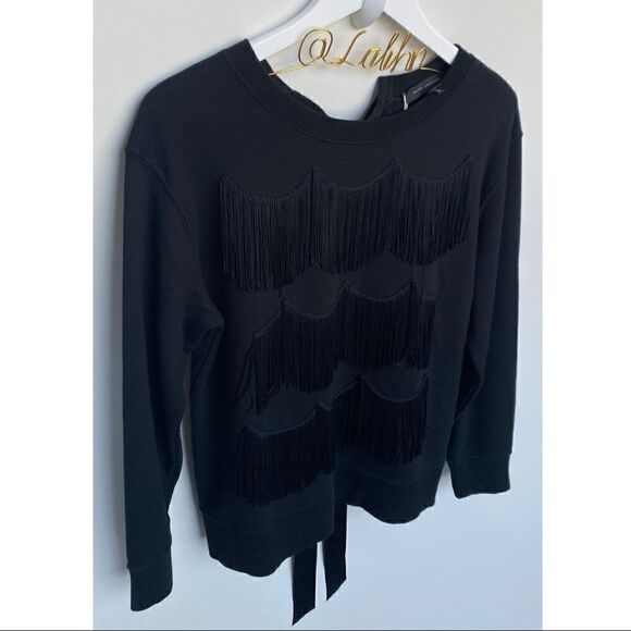 NWT Marc Jacobs Black Fringed Sweatshirt - Picture 4 of 10